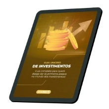 Capa do Guia Unicred de Investimentos em um tablet