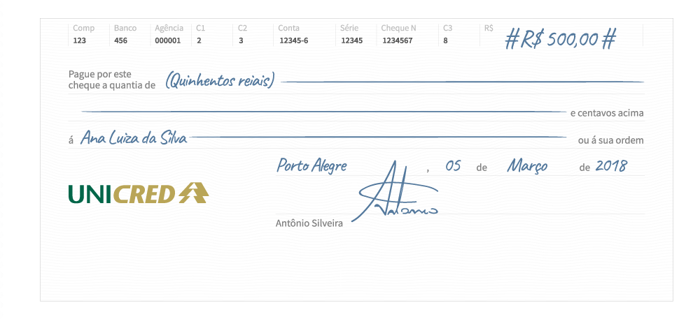 Talão de cheque unicred